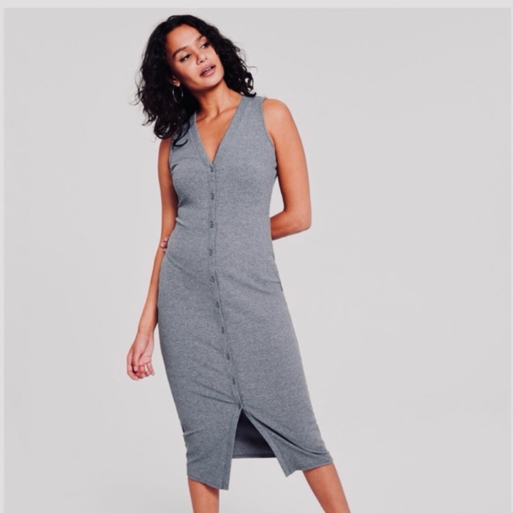 Bar III Ribbed Button Up Dress